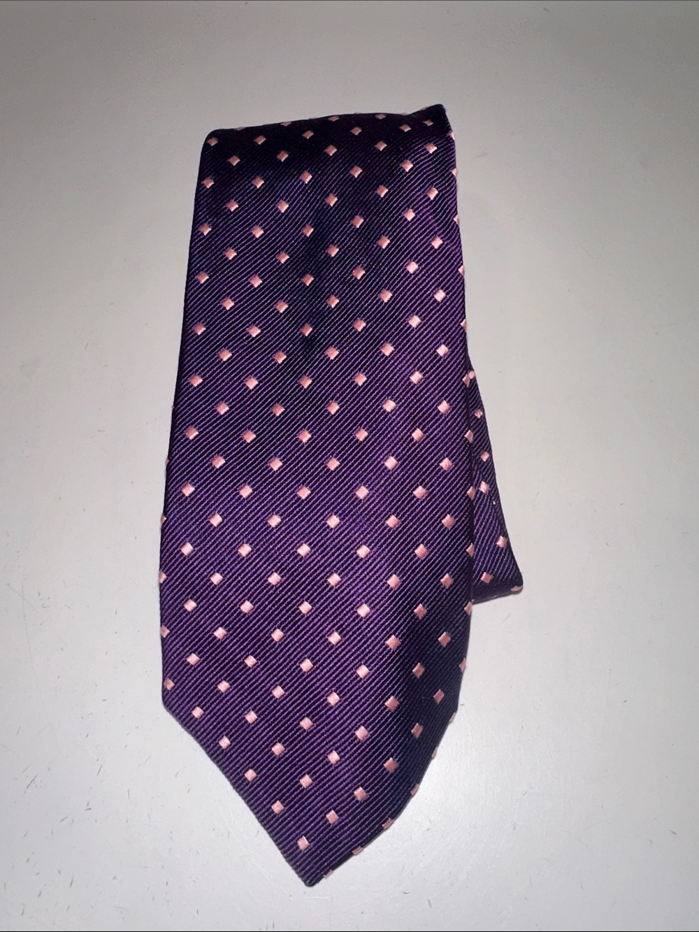 Pink by Thomas Pink Men's Purple Silk Tie with Pink Check Pattern